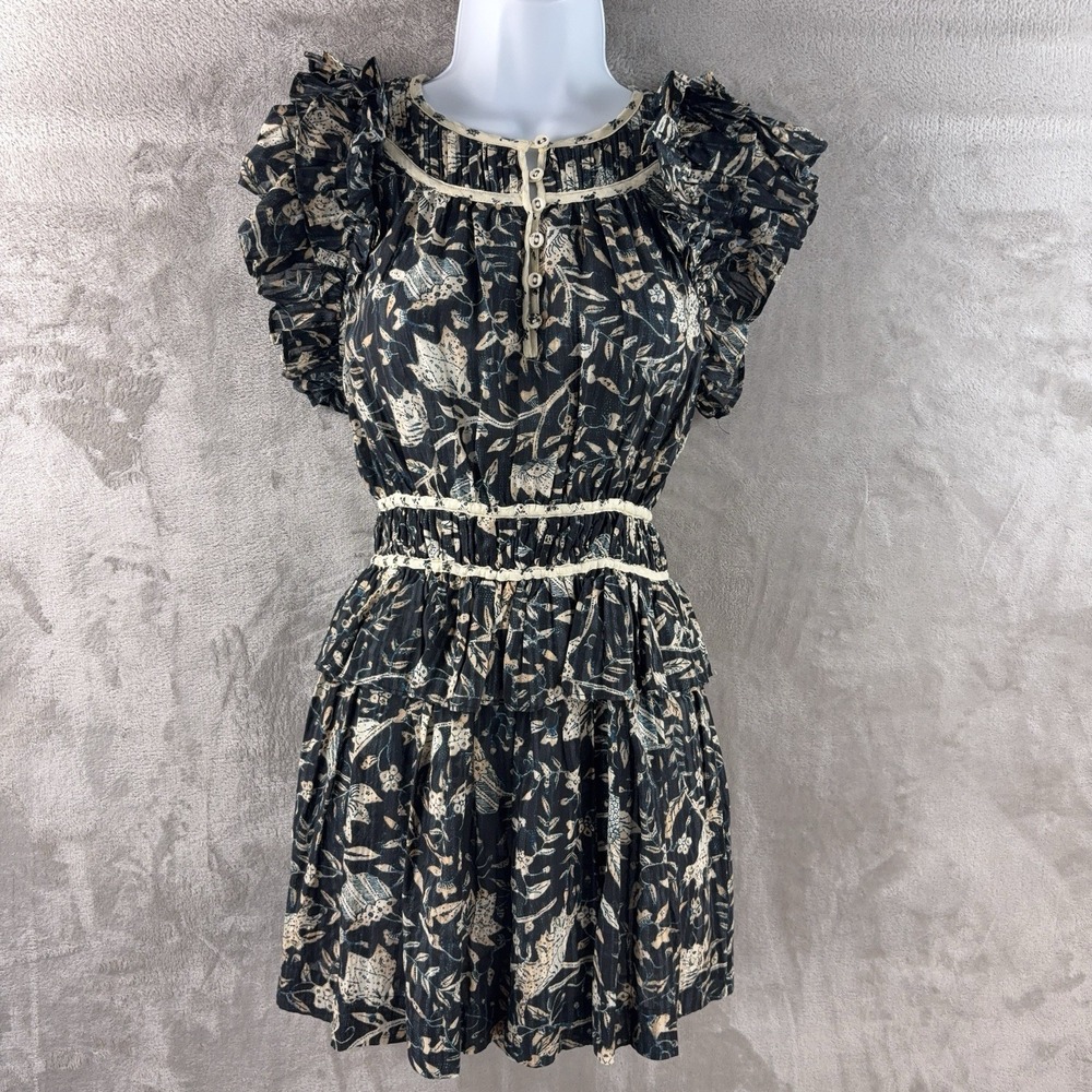 Ulla Johnson Endah Romper Womens Size 2 Multicolor‎ Floral Boho Ruffle